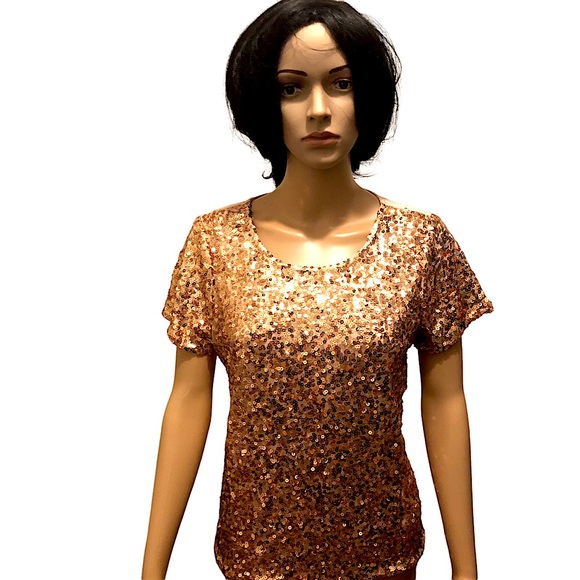 Rose gold sequin top - Picture 1 of 11